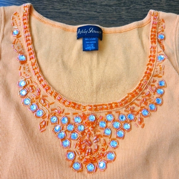 Ashley Stewart Orange Embellished Women's Tank Top Sz.3X - Picture 2 of 7